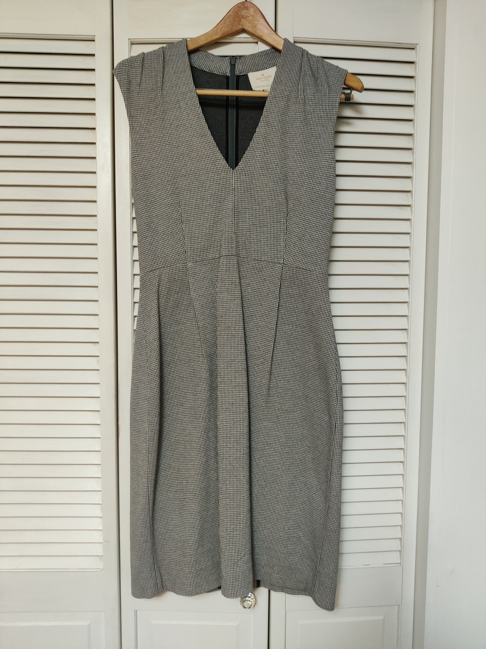 Kate Spade Houndstooth V-Neck Midi Dress
